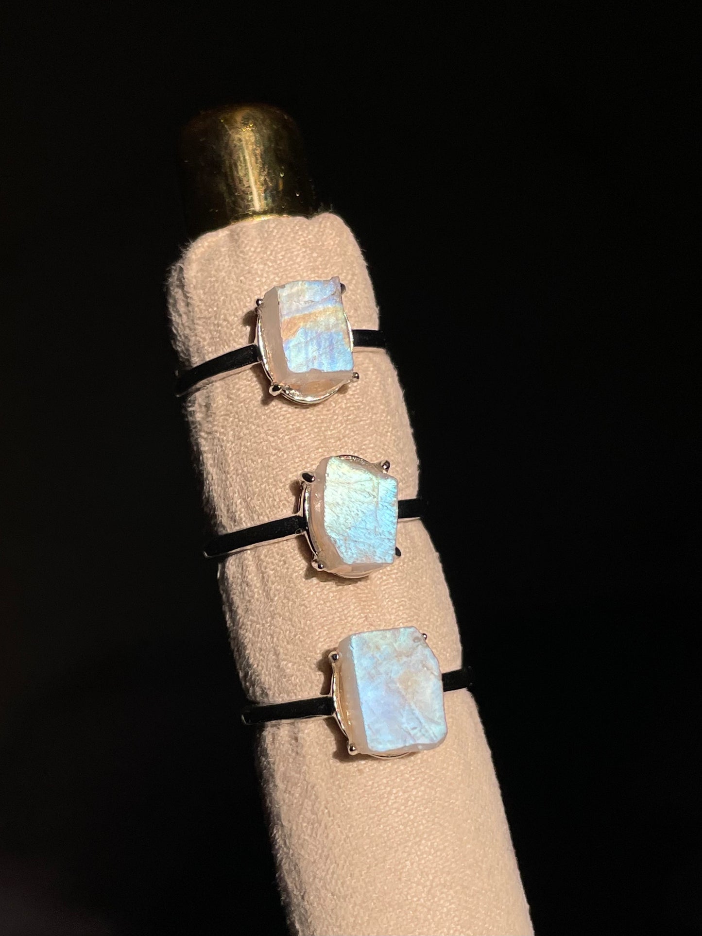 S925 Raw Moonstone Ring | Adjustable | خاتم حجر القمر
