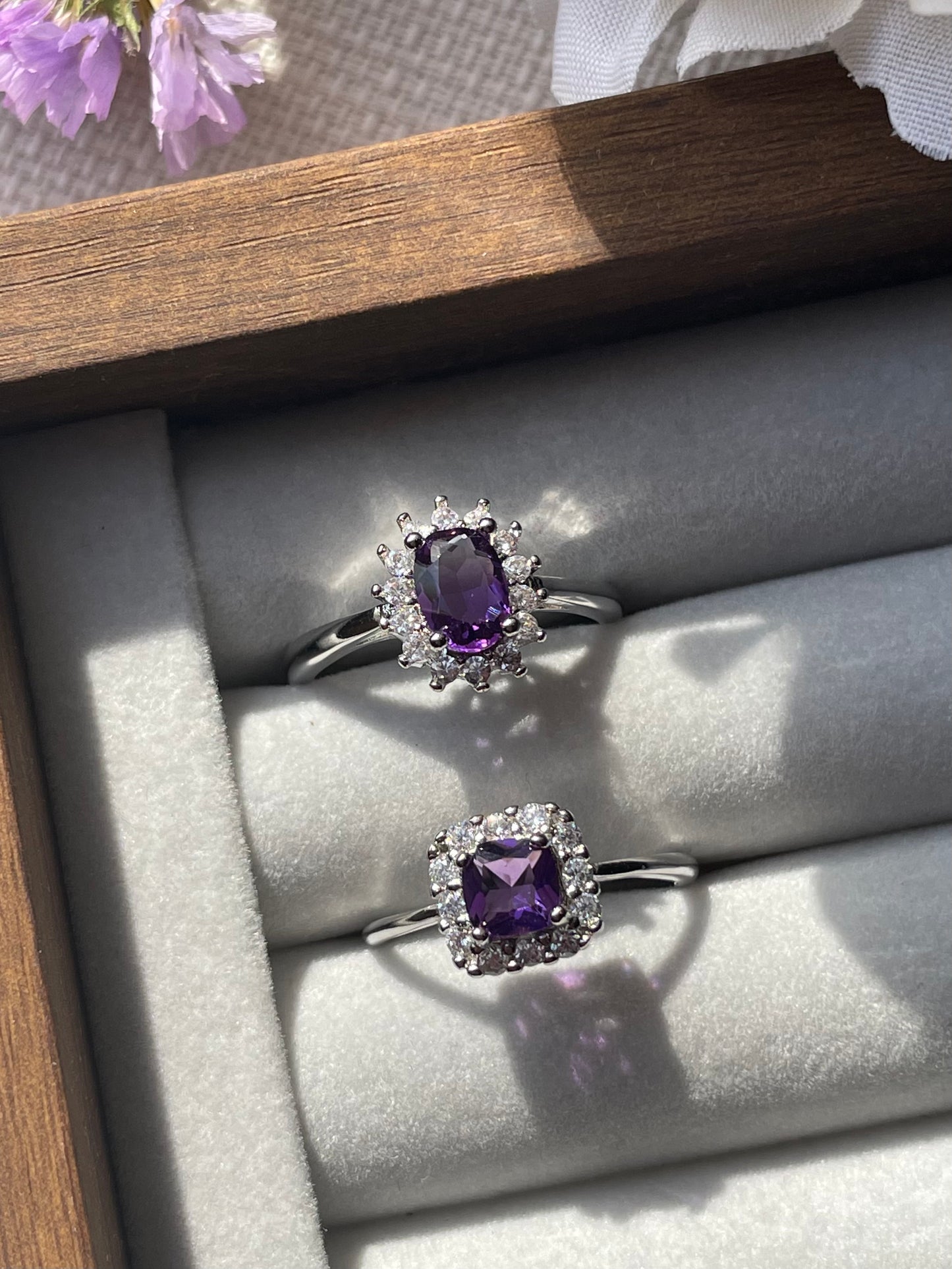 S925 Amethyst Ring | Adjustable | خاتم حجر الجمشت