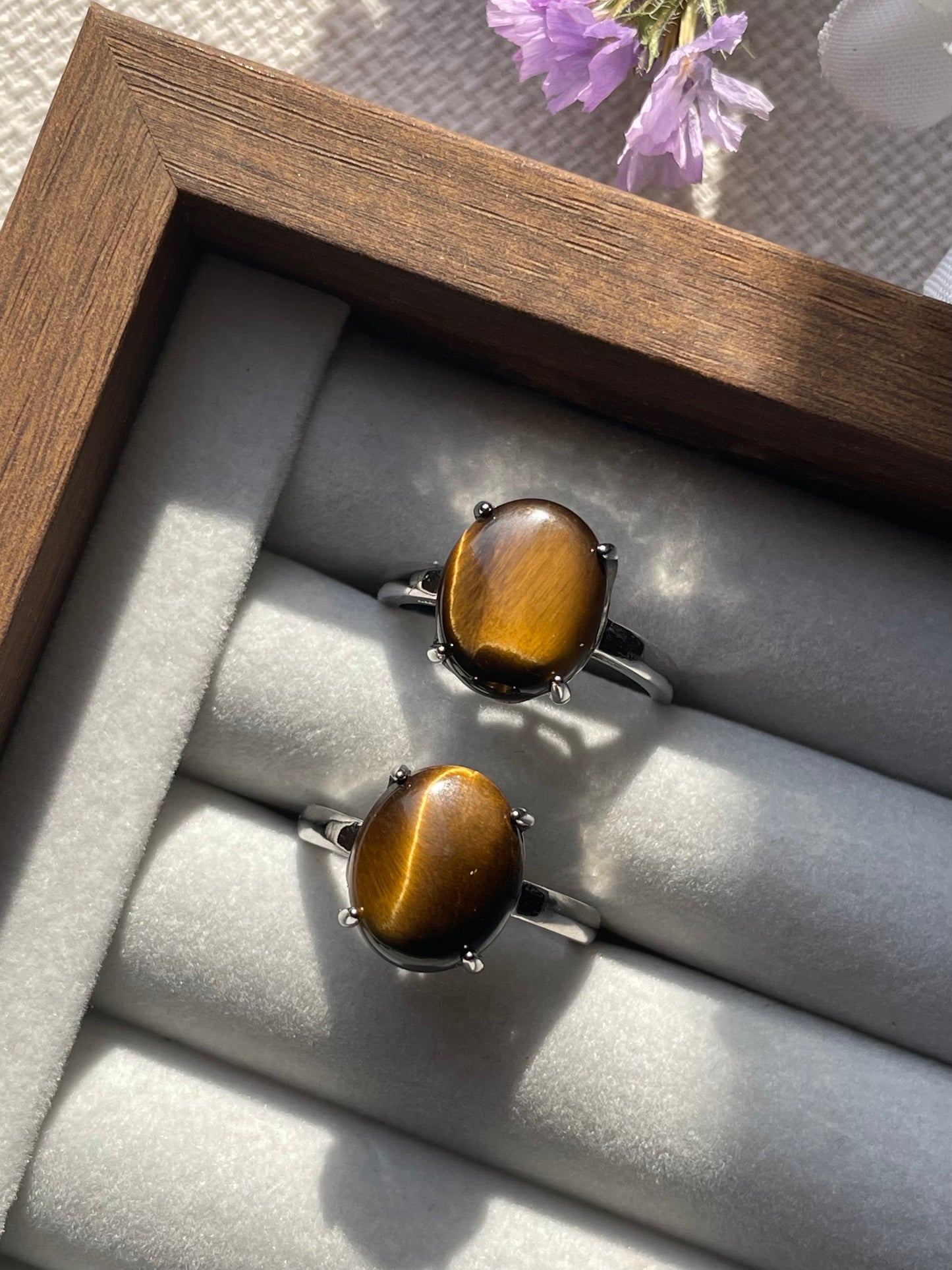 S925 Tiger Eye Ring | Adjustable | خاتم عين النمر