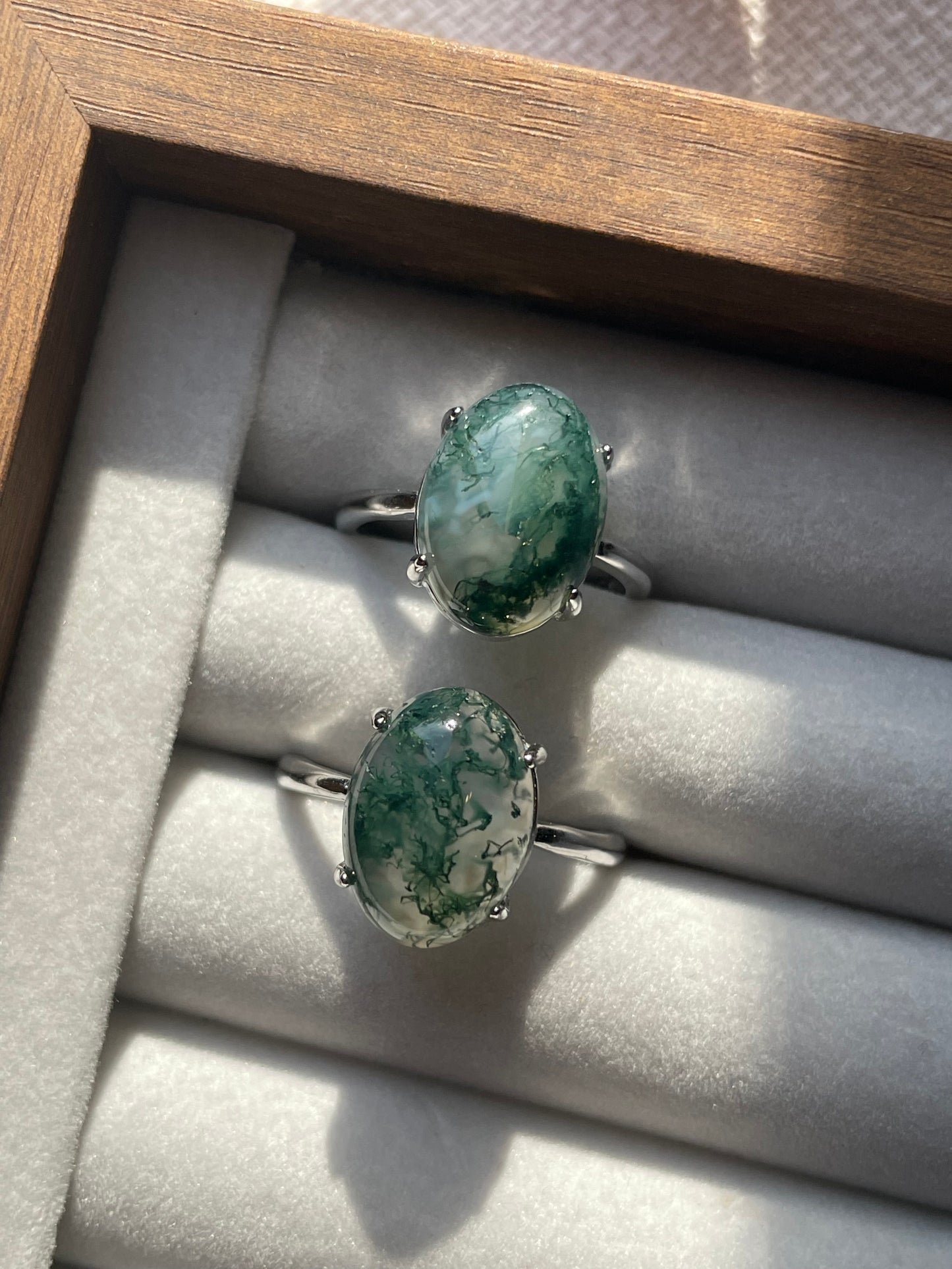 S925 Moss Agate Ring | Adjustable | خاتم عقيق الطحلب
