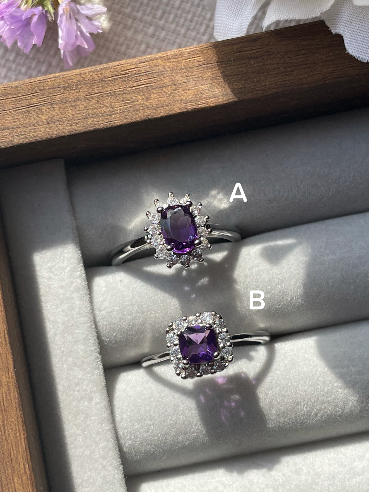S925 Amethyst Ring | Adjustable | خاتم حجر الجمشت