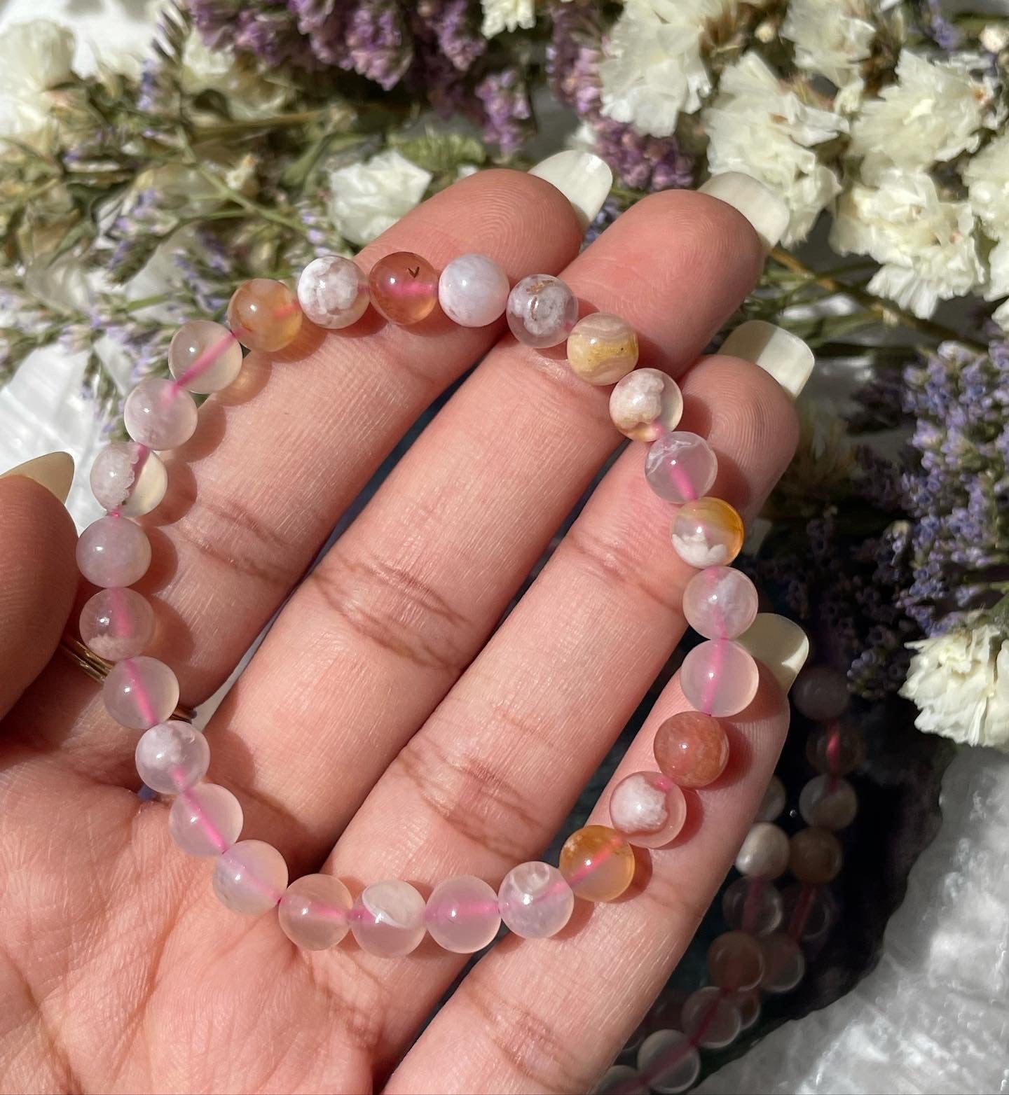 Flower Agate Bracelet | 6mm | عقيق الزهرة