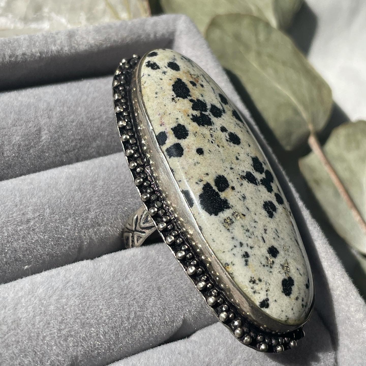 Dalmatian Jasper Ring Sterling Silver 925 | 8 | خاتم دلميشن جاسبر فضة إسترليني