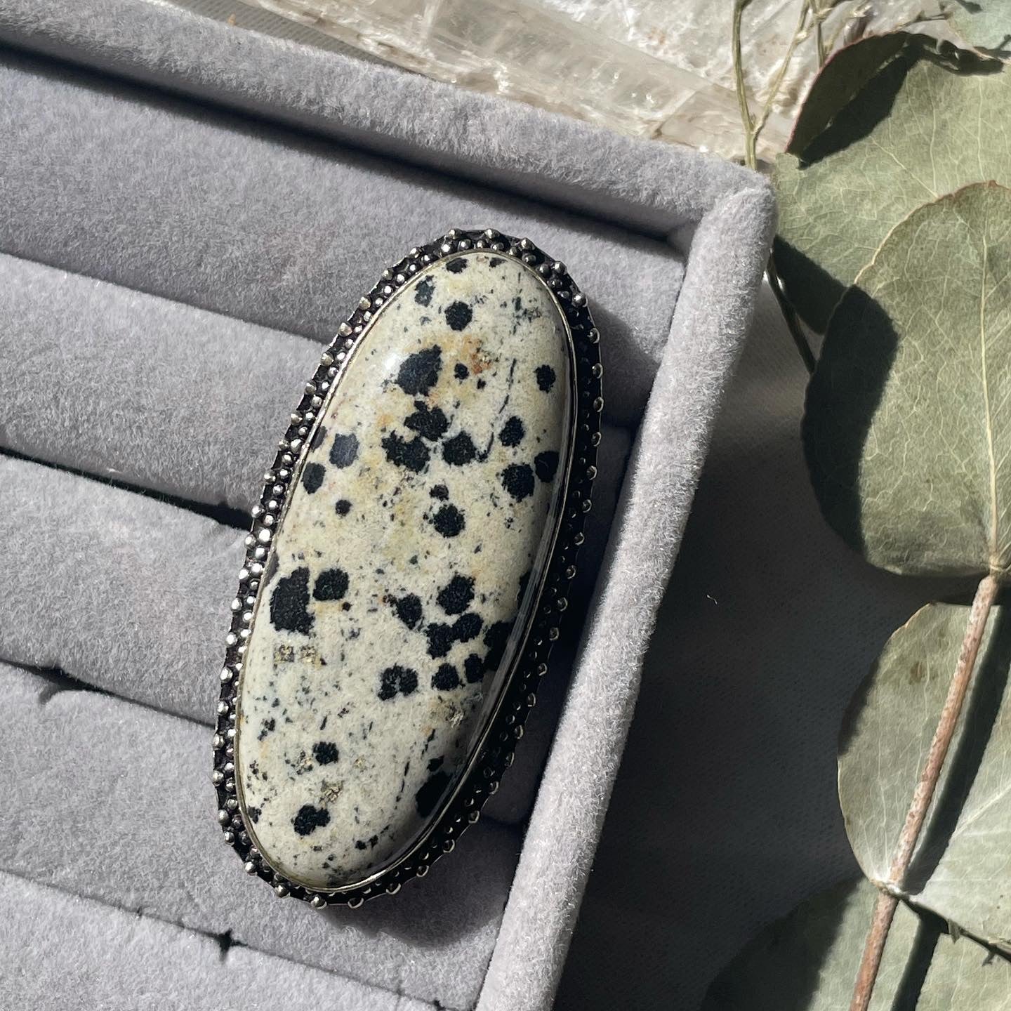 Dalmatian Jasper Ring Sterling Silver 925 | 8 | خاتم دلميشن جاسبر فضة إسترليني