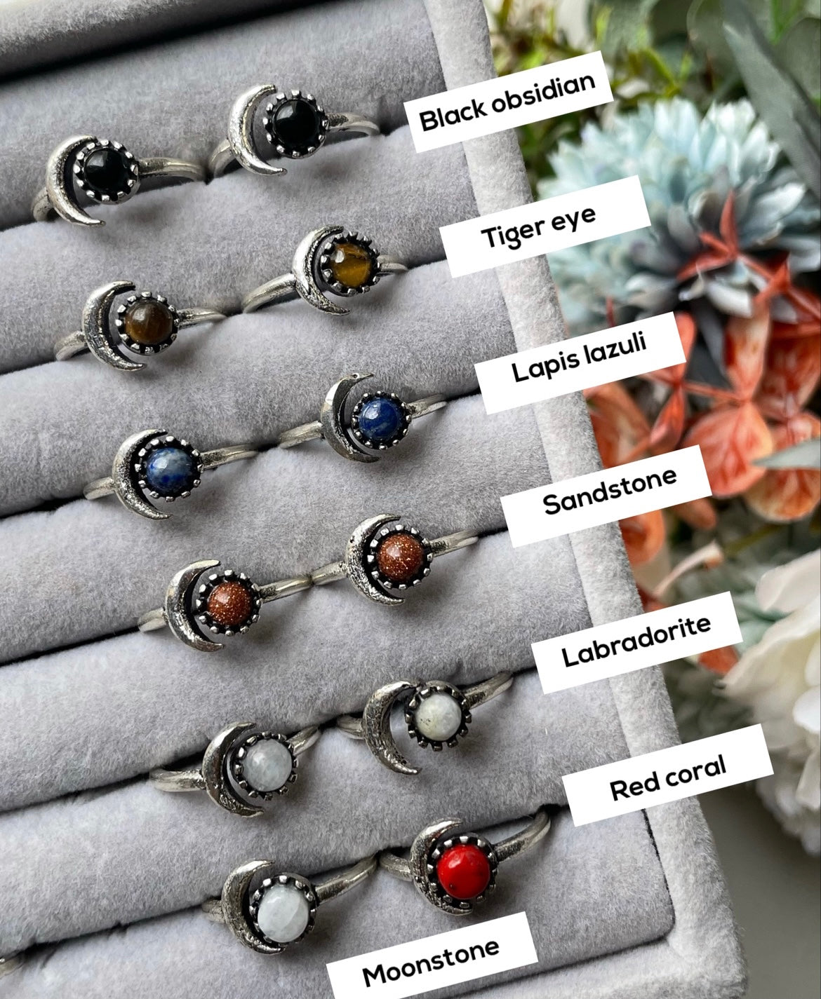 Crescent Moon Rings | Adjustable