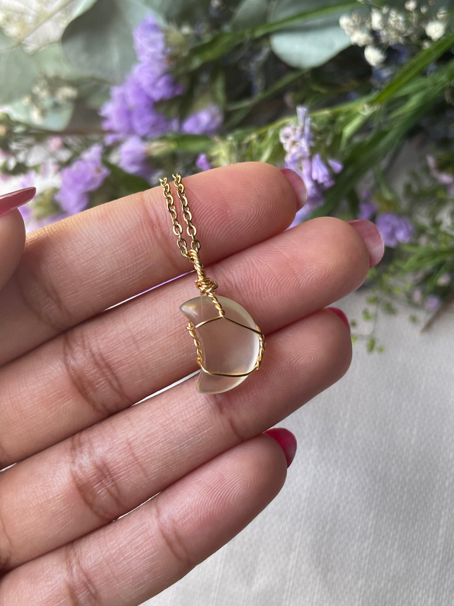 Mini Moon Citrine Necklace | سيترين طبيعي