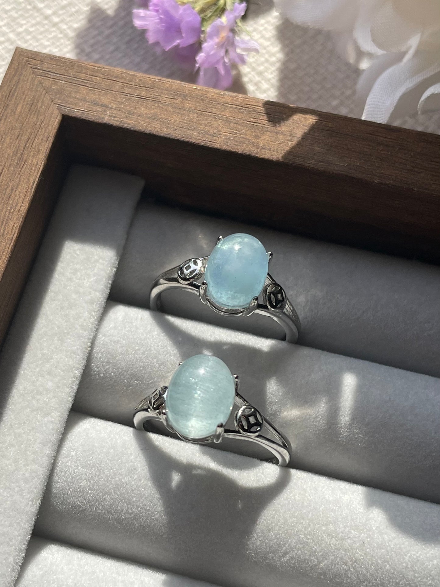 S925 Aquamarine ring | Adjustable | اكوامارين