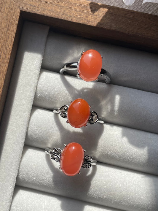 S925 Carnelian Ring | Adjustable | خاتم حجر كارنالين