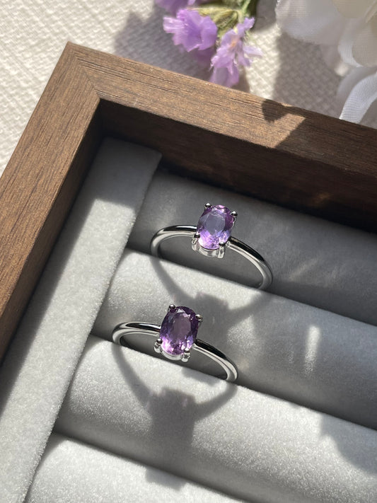 S925 Amethyst Ring | Adjustable | خاتم حجر الجمشت