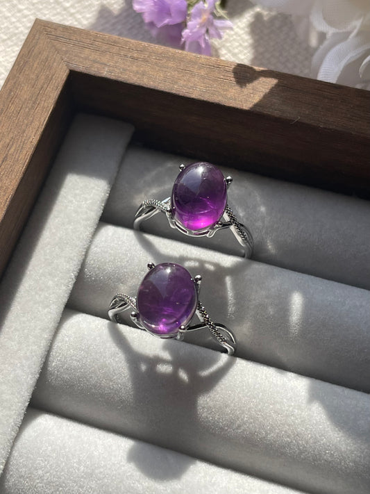 S925 Amethyst Ring | Adjustable | خاتم حجر الجمشت