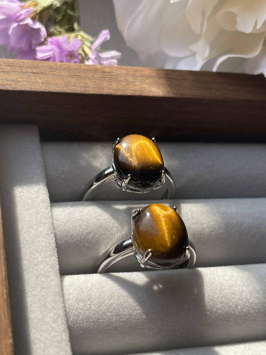 S925 Tiger Eye Ring | Adjustable | خاتم عين النمر