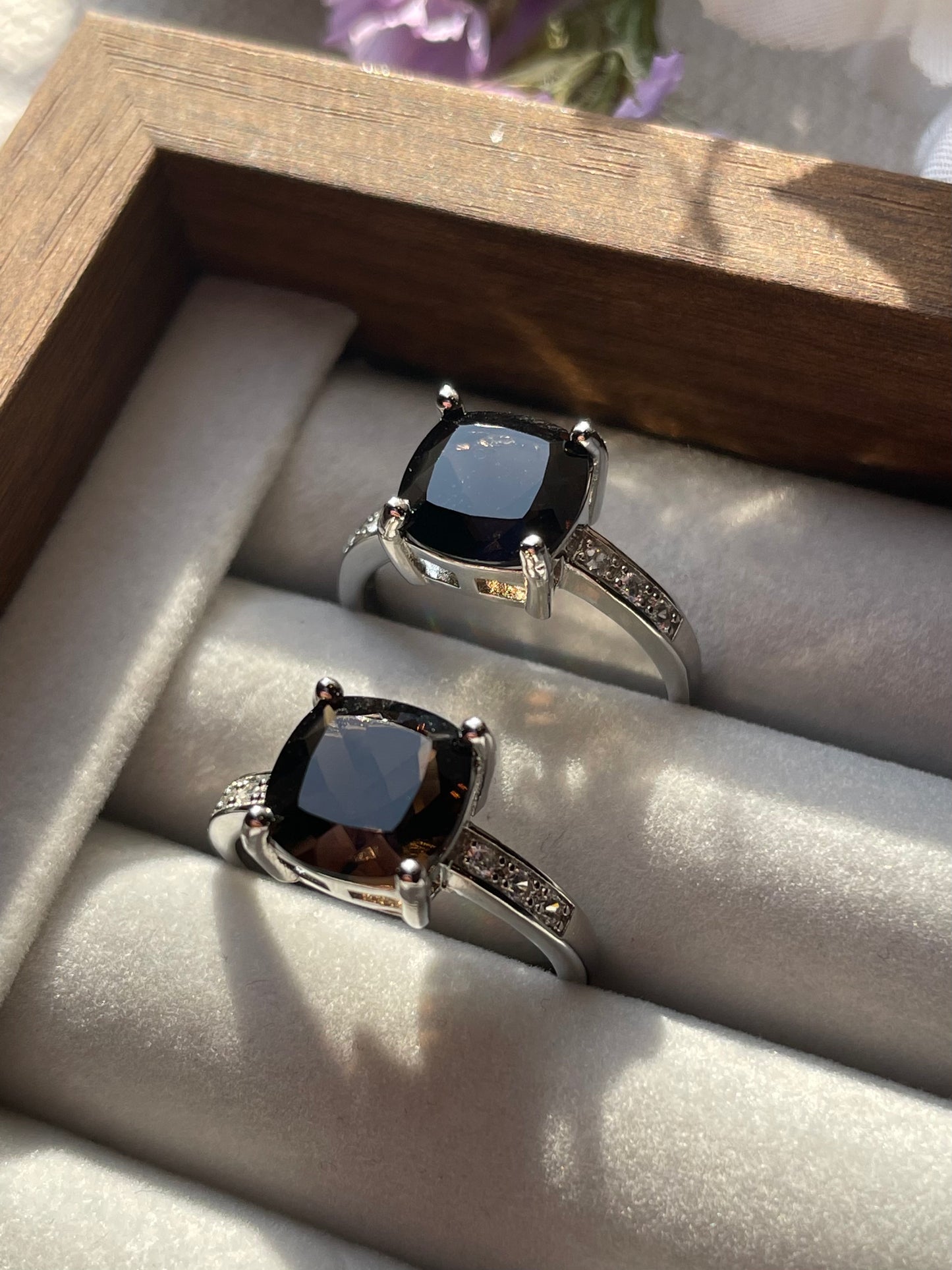 S925 Smoky Quartz Ring | Adjustable | خاتم حجر سموكي كوارتز