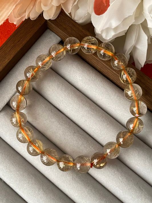 Golden Rutilated Quartz Bracelet | 8mm | حجر روتايل كوارتز الذهبي