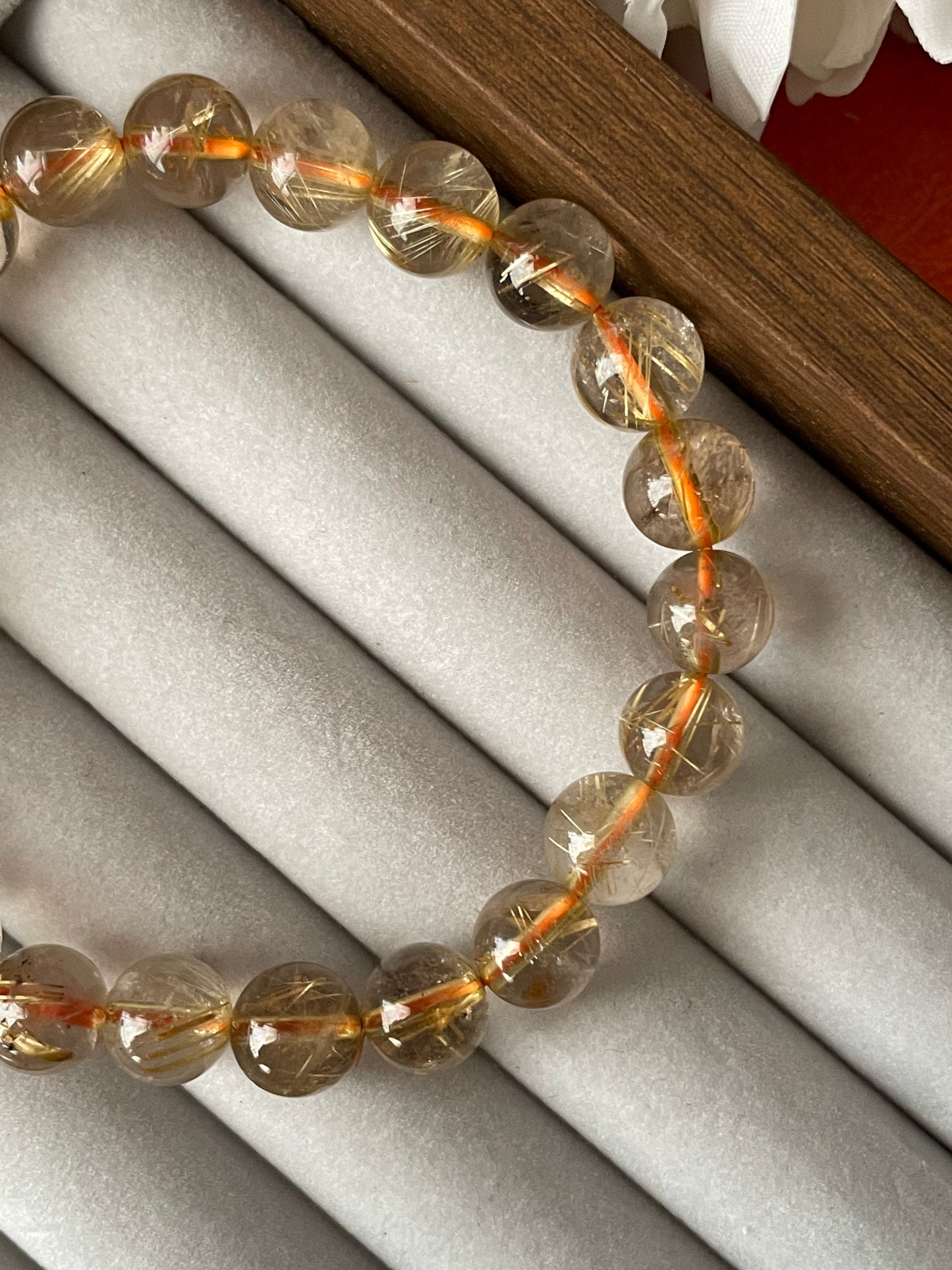 Golden Rutilated Quartz Bracelet | 8mm | حجر روتايل كوارتز الذهبي