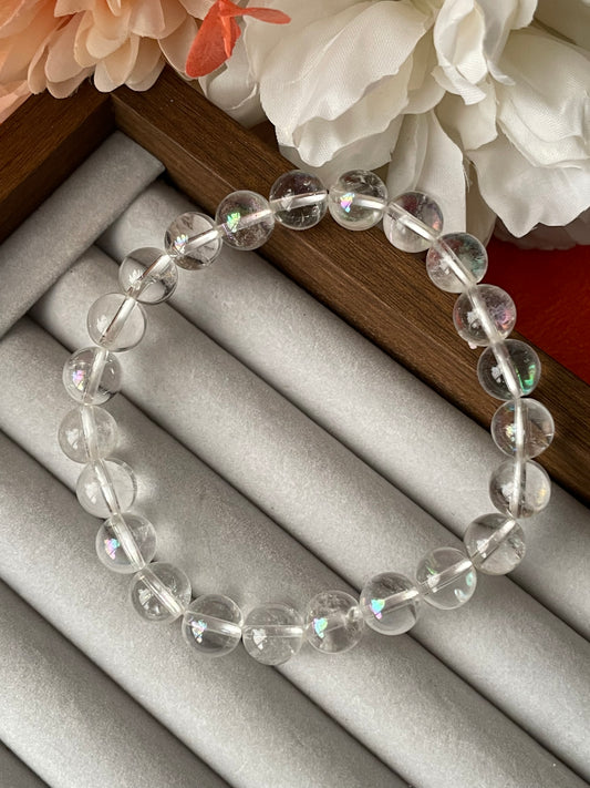 Aura Clear Quartz Bracelet | 8mm | اورا كلير كوارتز