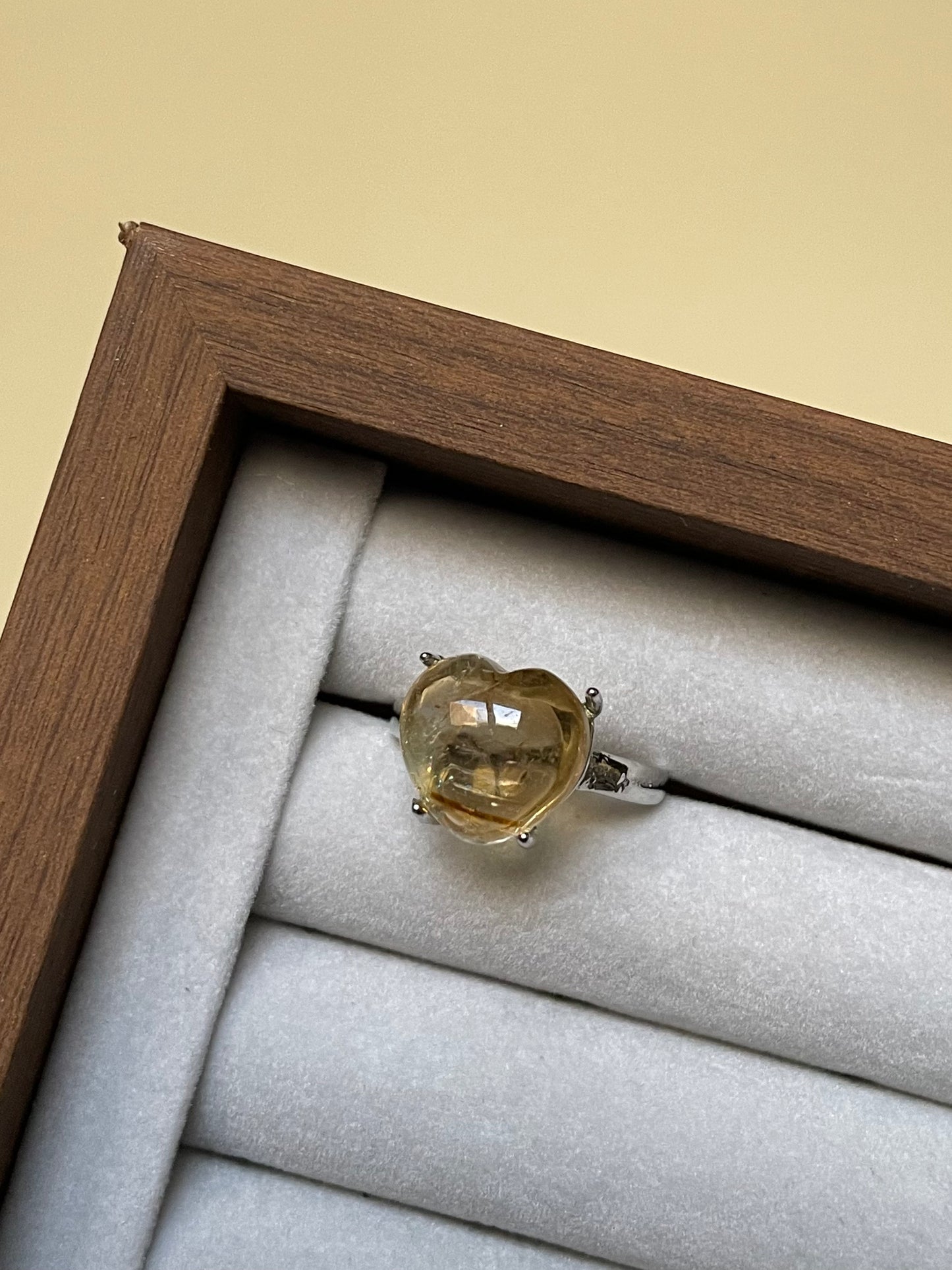 S925 Heart Citrine Ring | Adjustable | سيترين