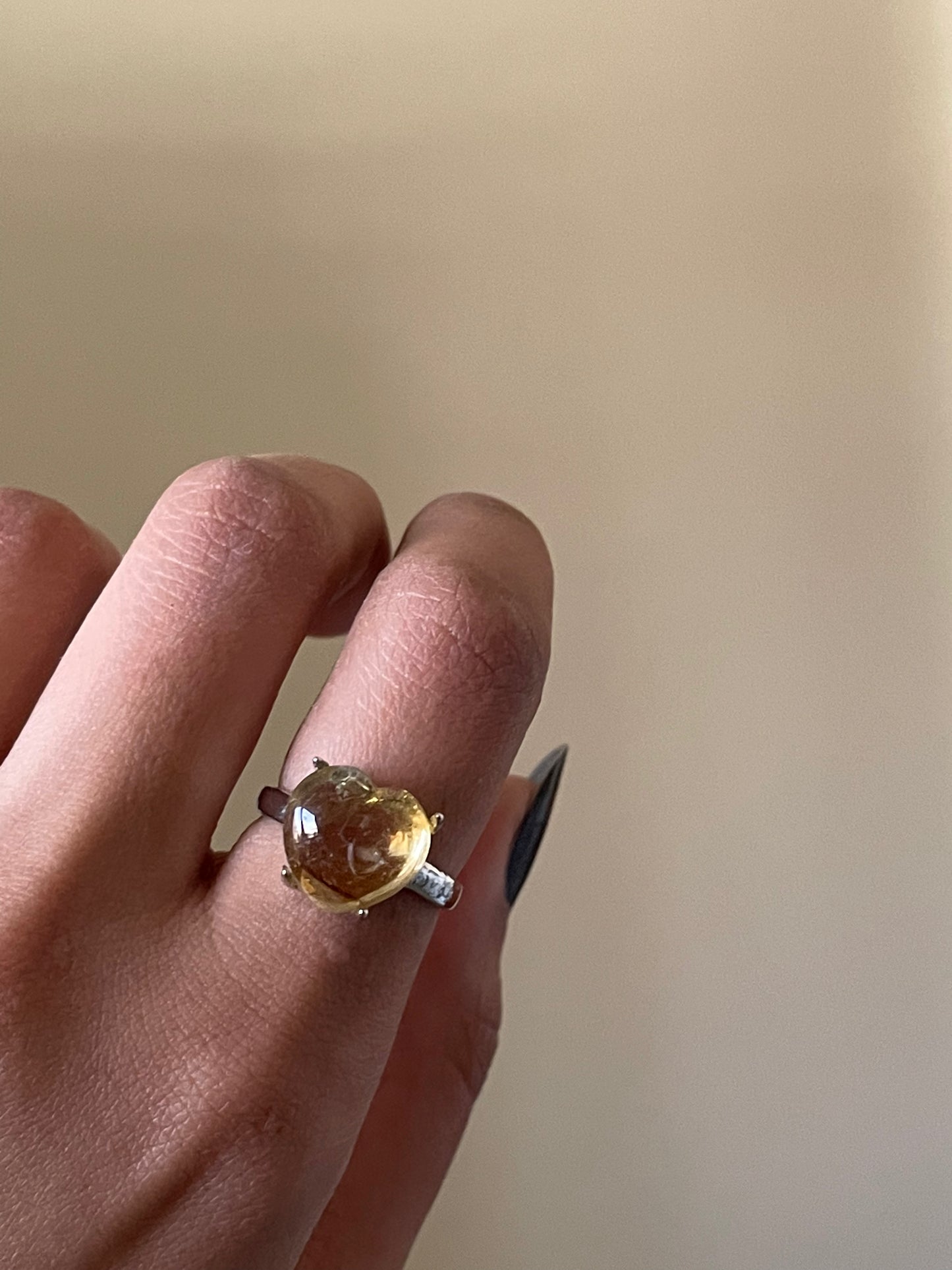 S925 Heart Citrine Ring | Adjustable | سيترين