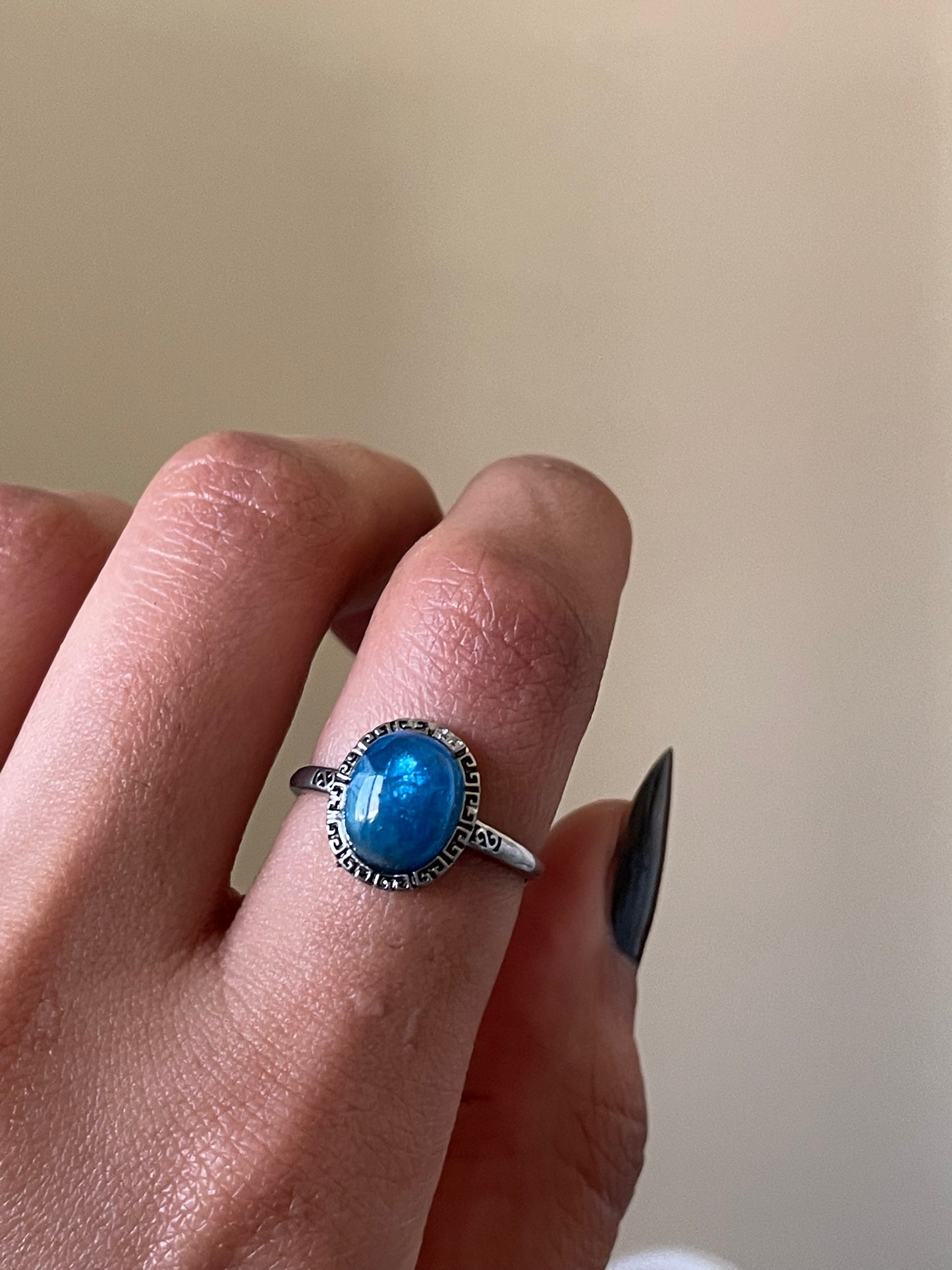 S925 Blue Apatite Ring | الاباتيت الازرق