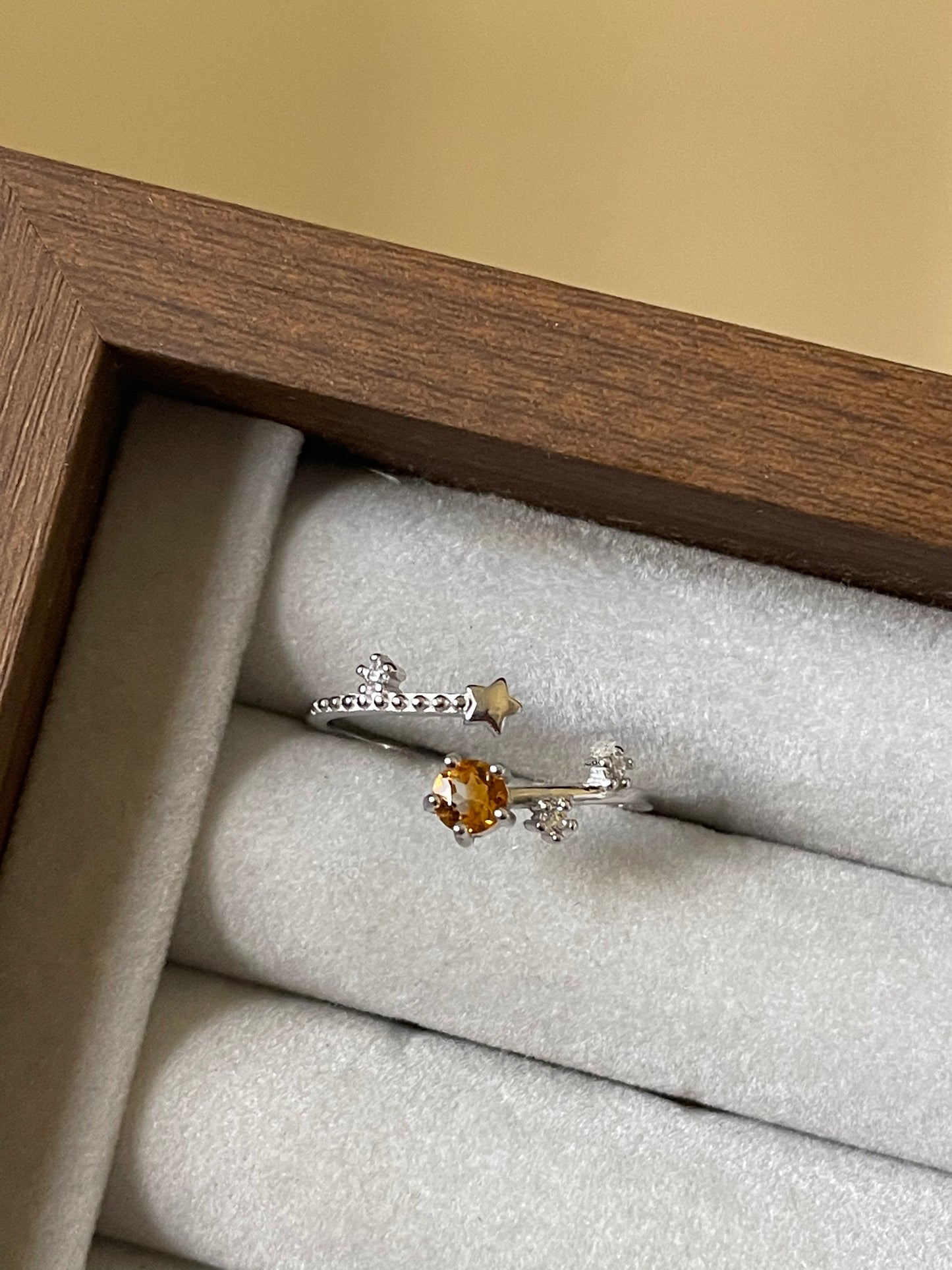 S925 Citrine Ring | Adjustable | سيترين