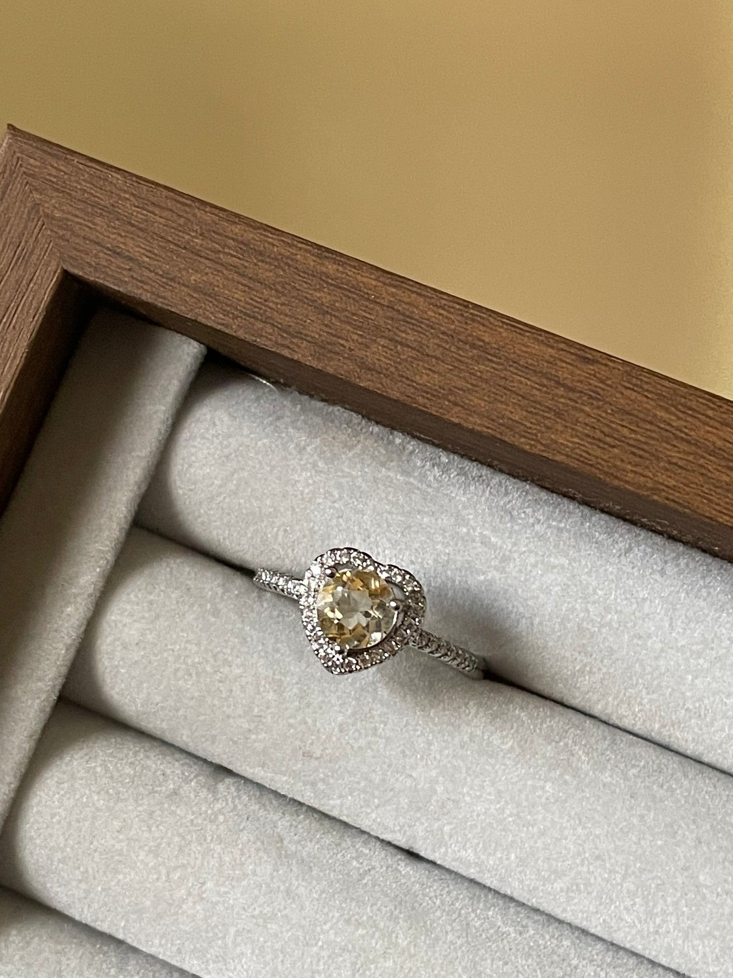 S925 Heart Citrine Ring | Adjustable | سيترين