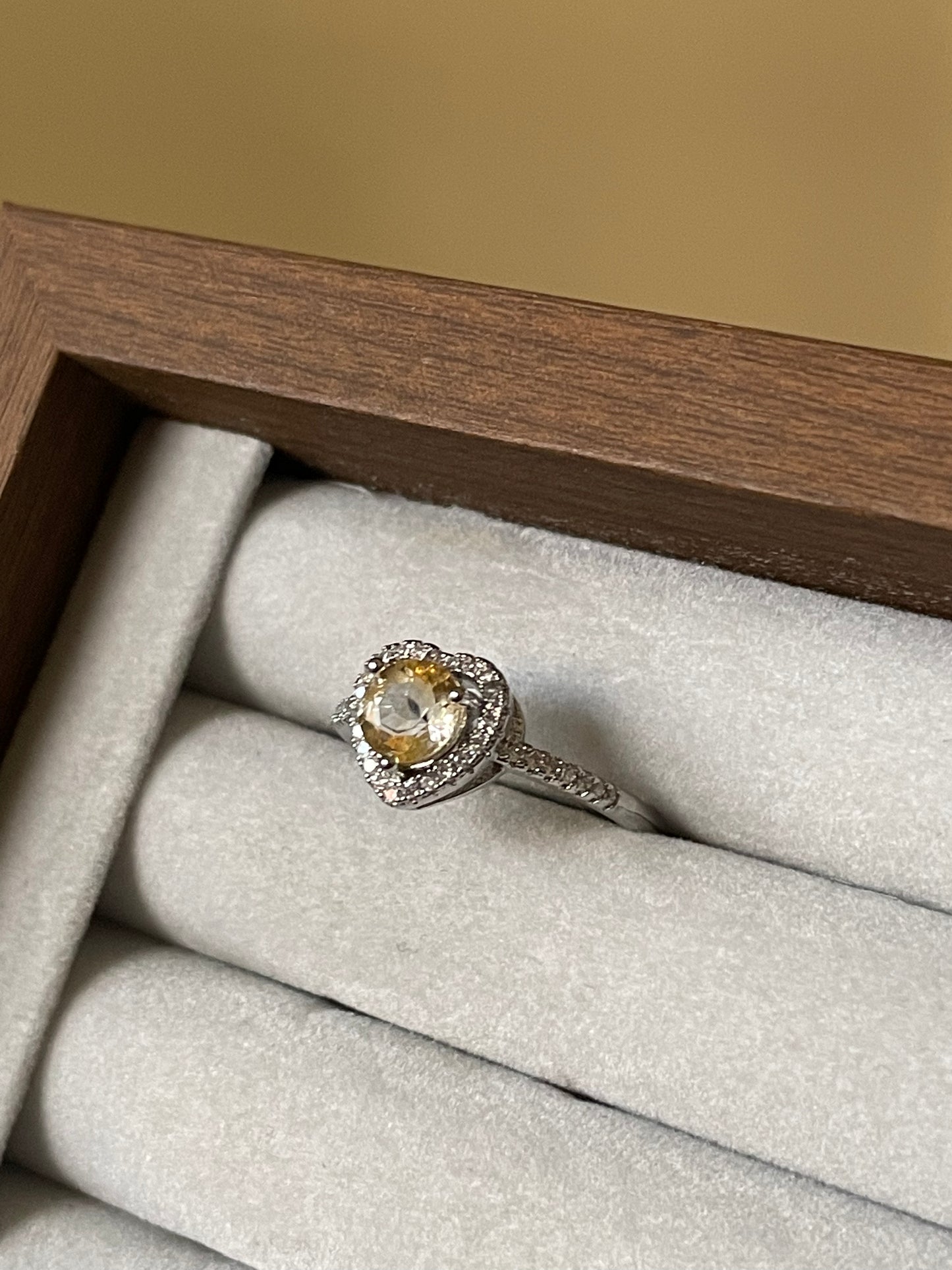 S925 Heart Citrine Ring | Adjustable | سيترين