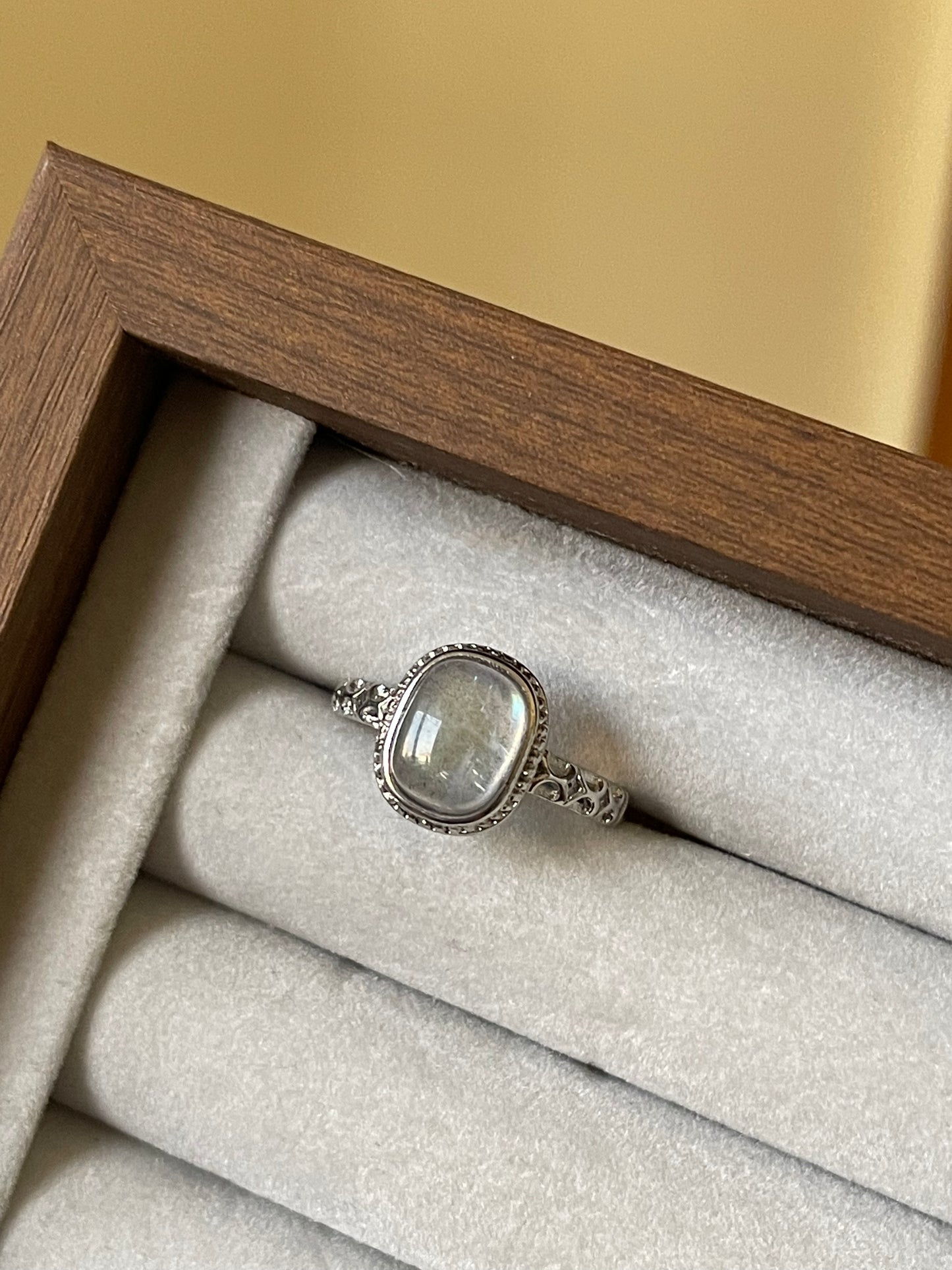 S925 Labradorite Ring | Adjustable | خاتم حجر الطاووس