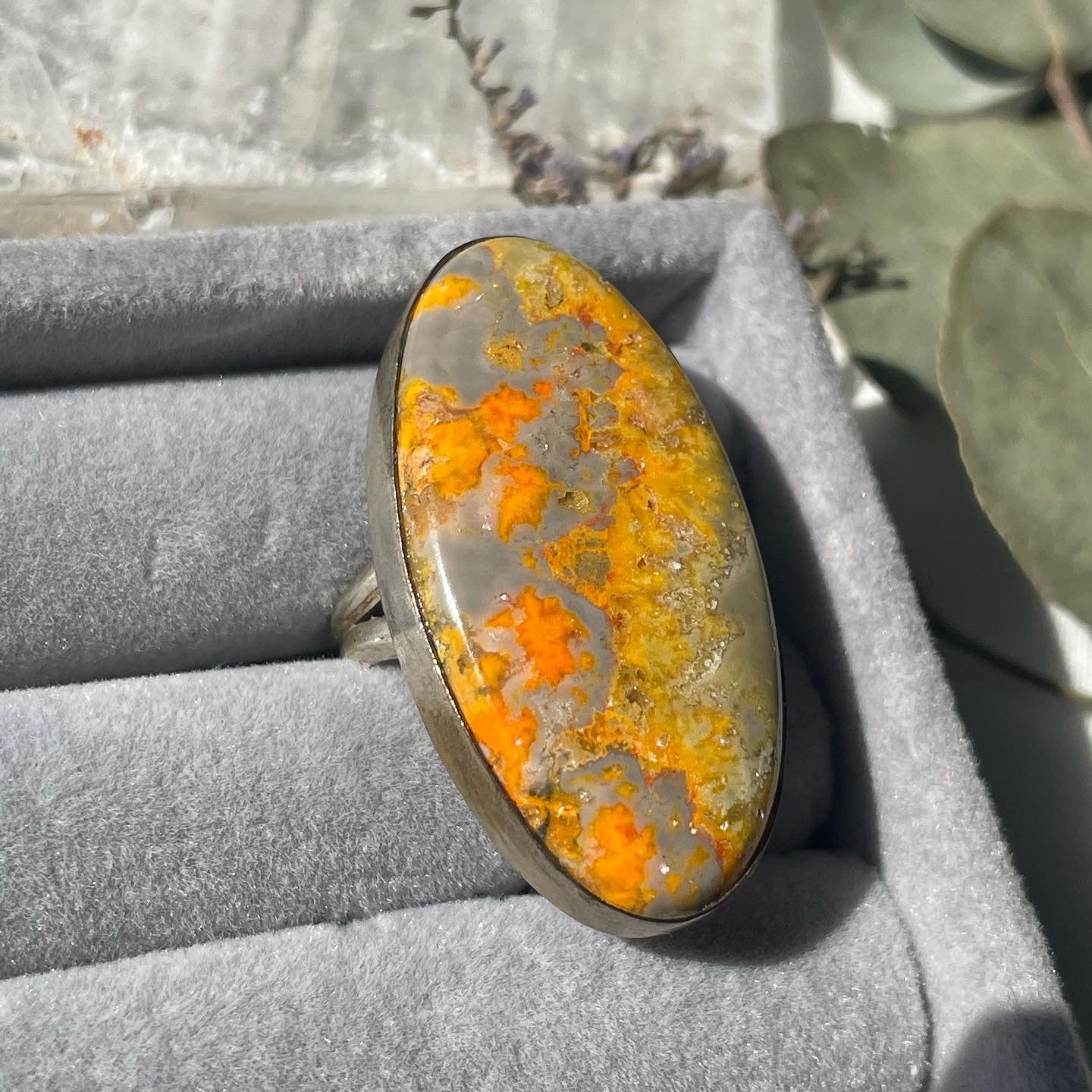 BumbleBee Jasper Ring Sterling Silver 925 | 7 |  بمبلبي - جاسبر النحلة فضة إسترليني