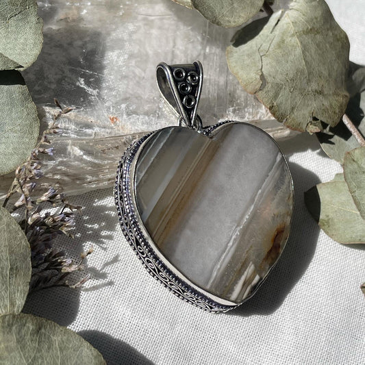 Large Natural Brown Agate Pendant Sterling silver 925 عقيق بني طبيعي فضة إسترليني