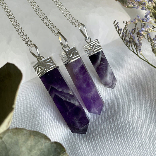 Amethyst Point Necklace S925 Plated الجمشت
