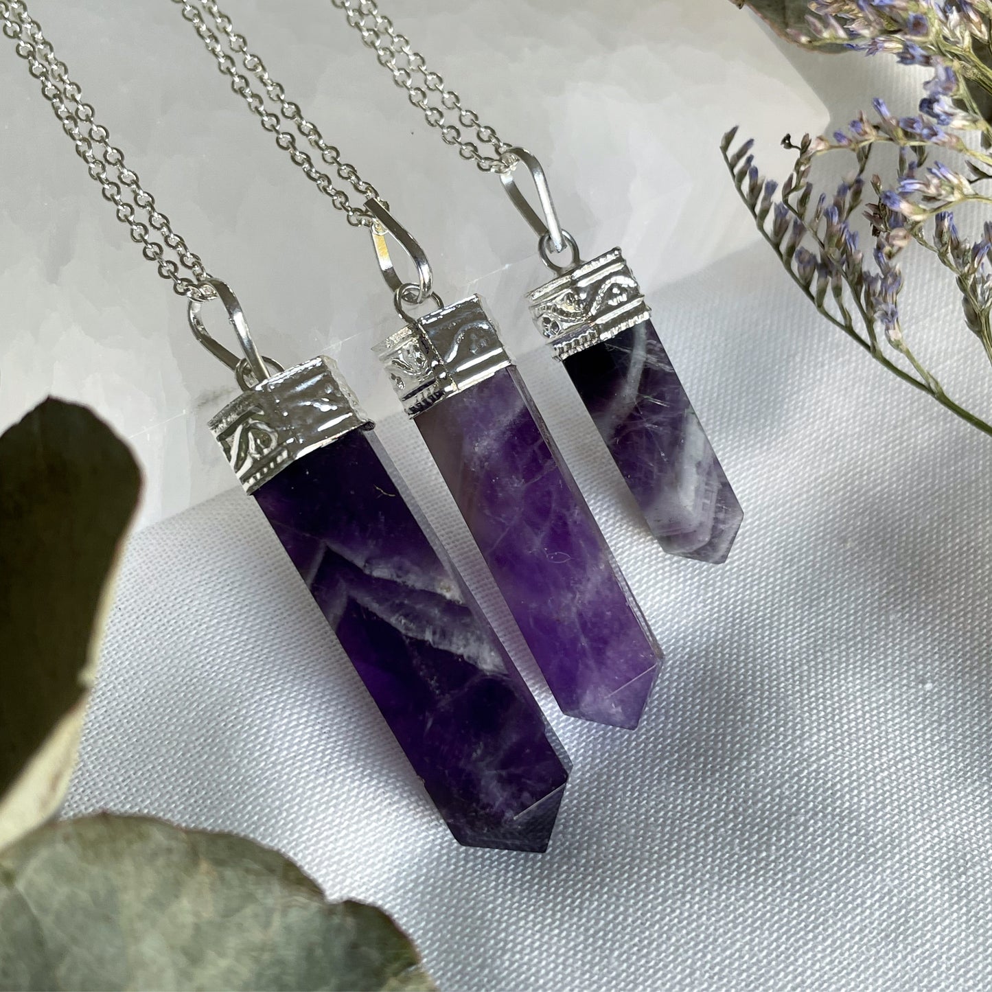 Amethyst Point Necklace S925 الجمشت