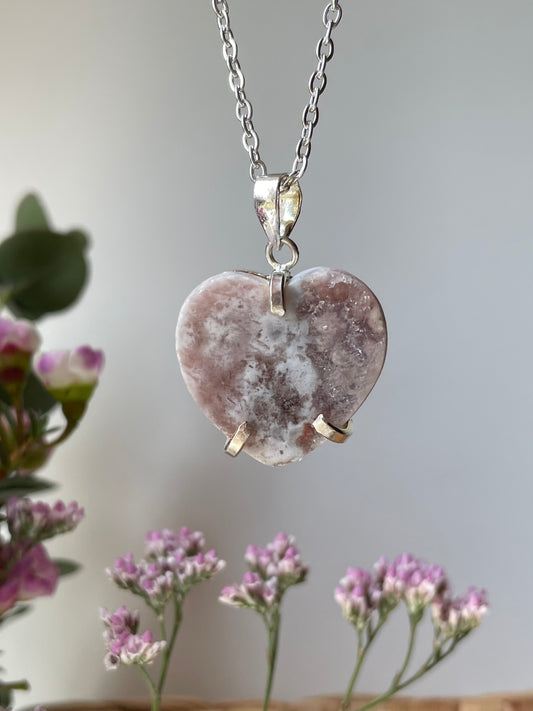 Pink Amethyst Heart Pendant | الجمشت الوردي