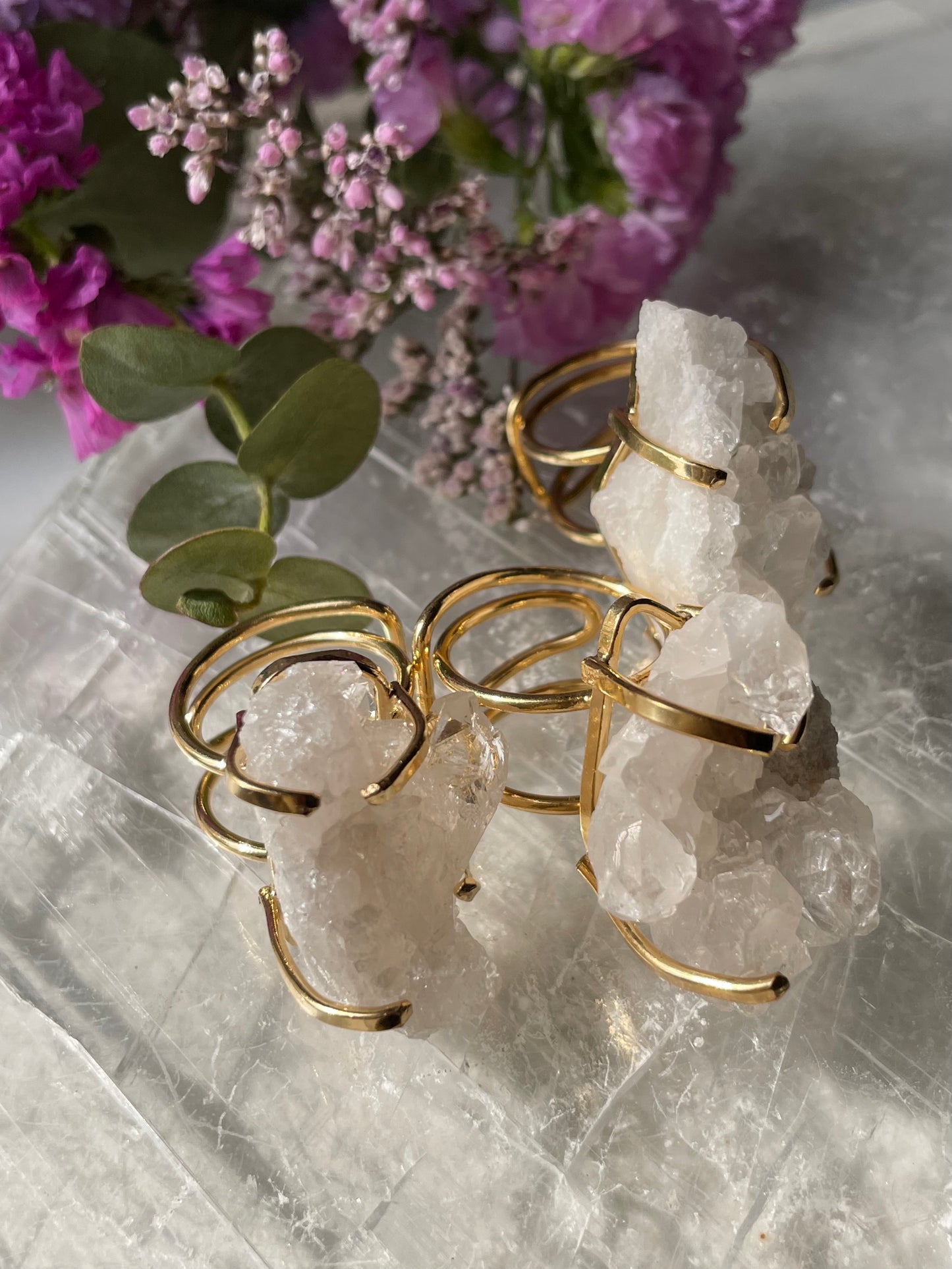 Clear Quartz Cluster Ring | Adjustable | المرو - كوارتز الصافي