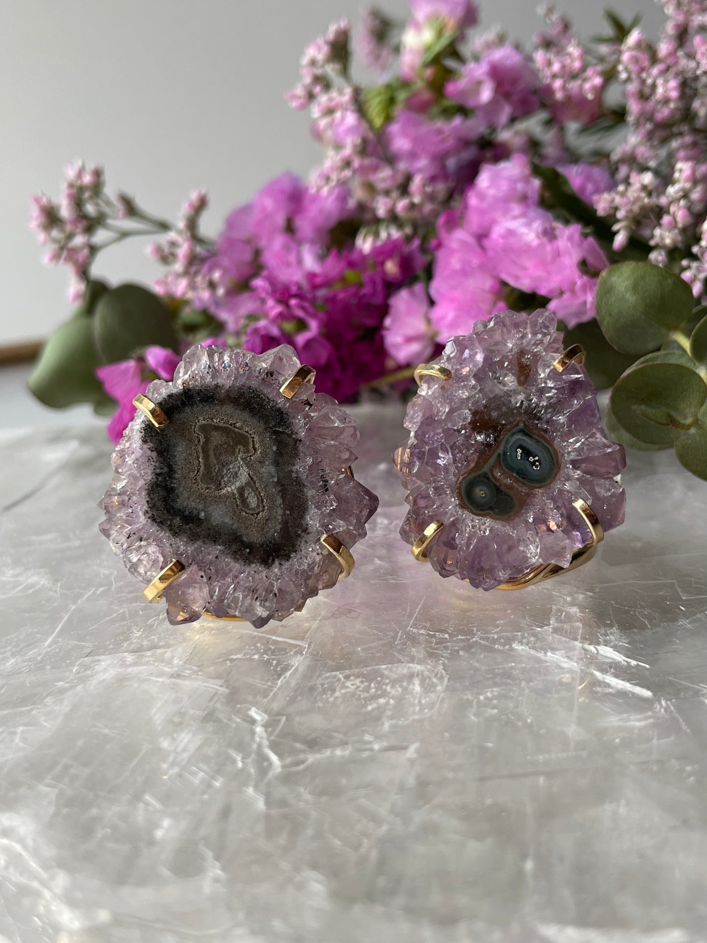 Amethyst Stalactite Flower Ring | Adjustable | الجمشت