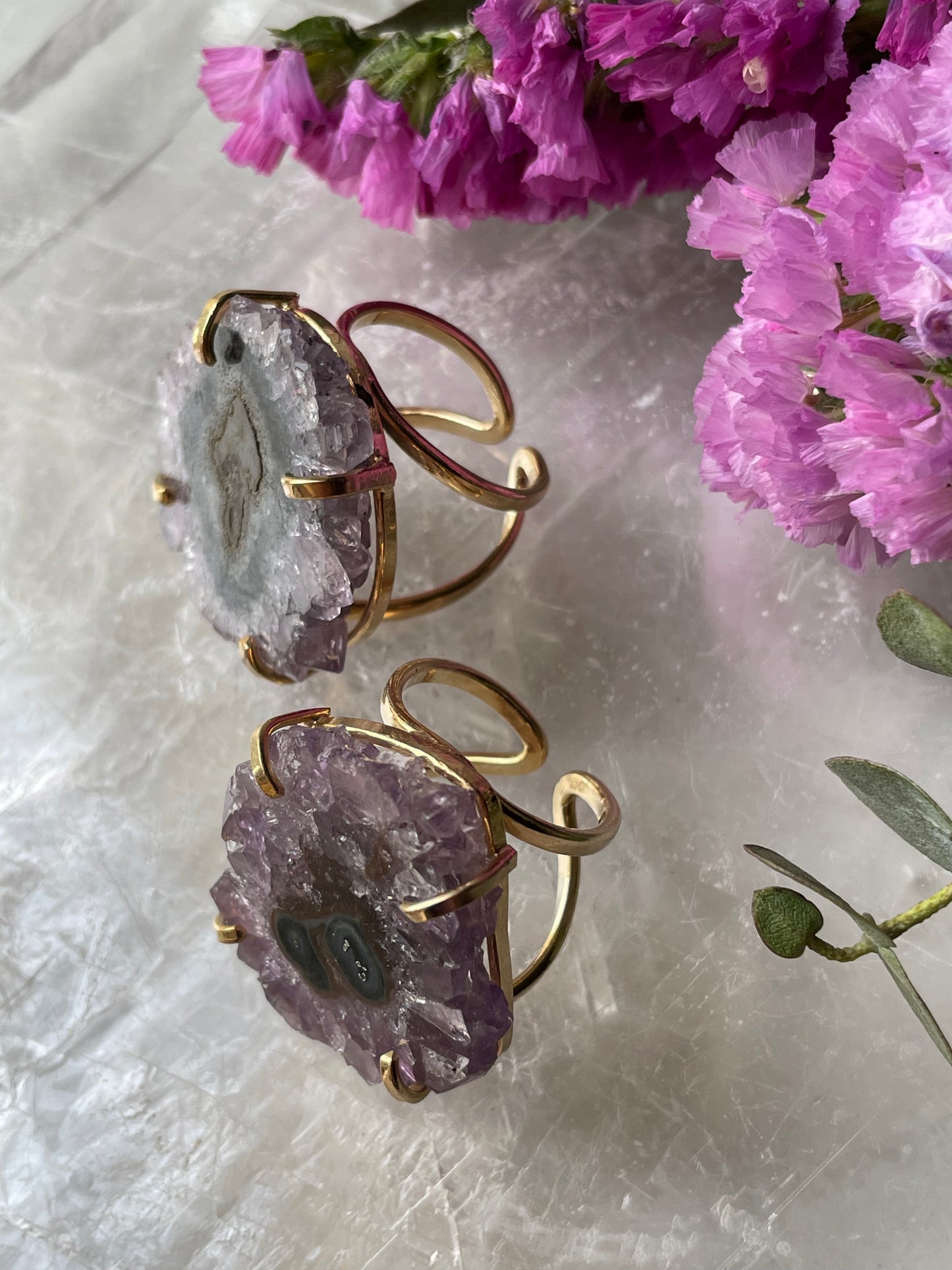 Amethyst Stalactite Flower Ring | Adjustable | الجمشت