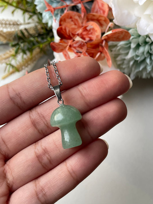 Green Aventurine Mushroom Pendant | الافنتورين الاخضر