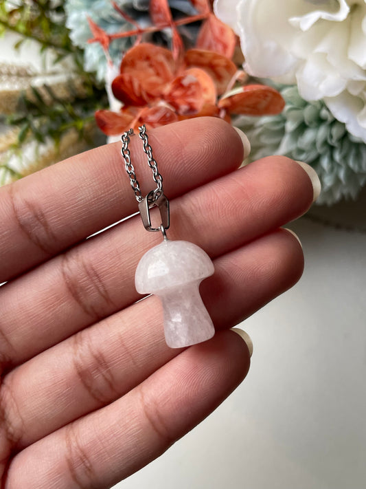 Rose Quartz Mushroom Pendant | كوارتز الزهري