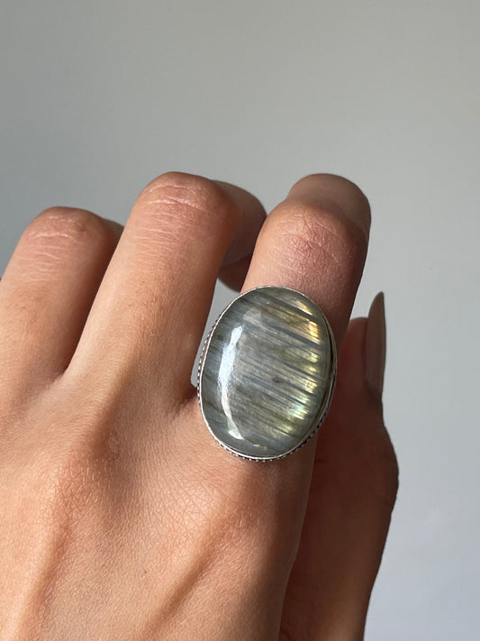 Labradorite Ring Sterling silver 925 | 6.5 | خاتم حجر الطاووس فضة إسترليني