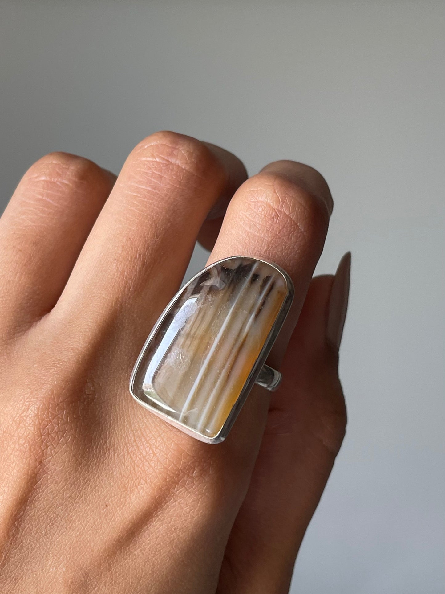 Brown Agate Ring Sterling silver 925 | 7.5 | خاتم حجر العقيق البني فضة إسترليني