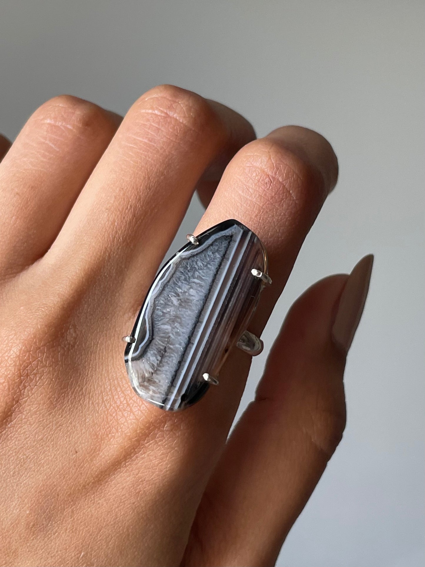 Brown Agate Ring Sterling silver 925 | 7.5 | خاتم حجر العقيق البني فضة إسترليني