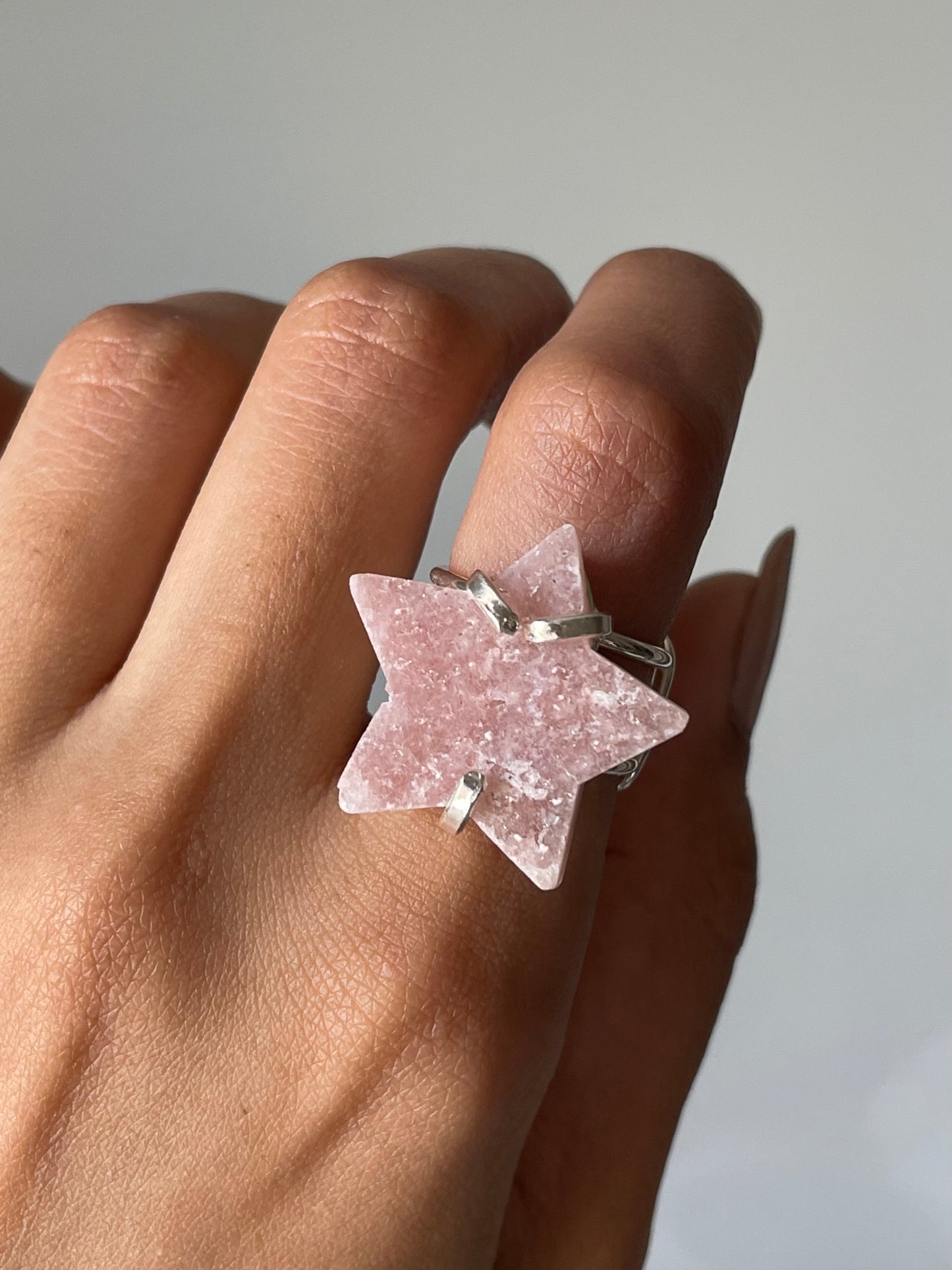 Pink Amethyst Star Ring | Adjustable | الجمشت الوردي