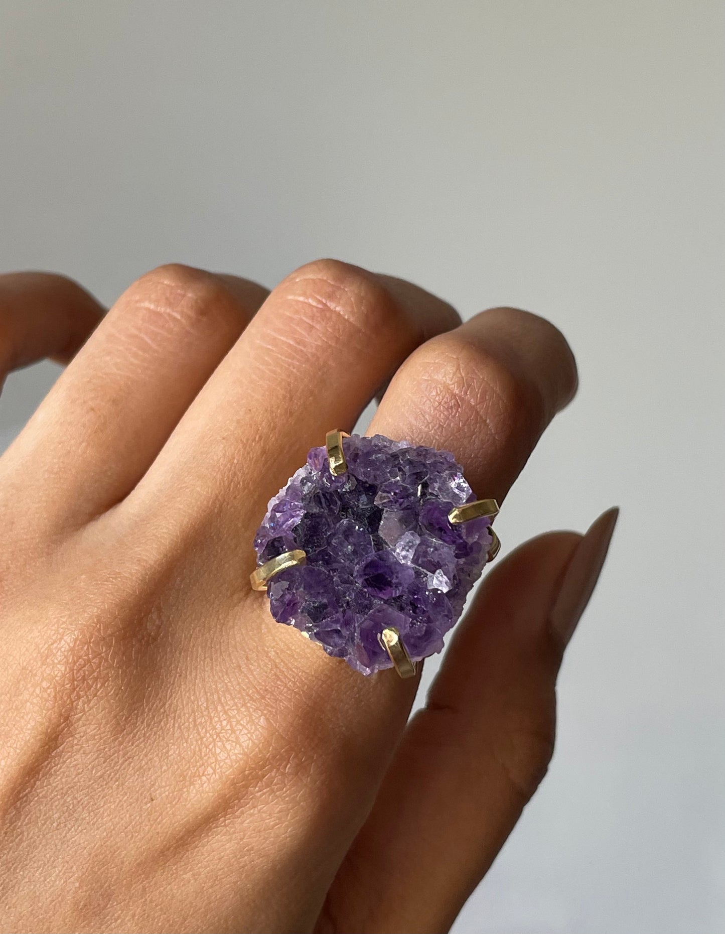 Amethyst Cluster Ring | Adjustable |  الجمشت